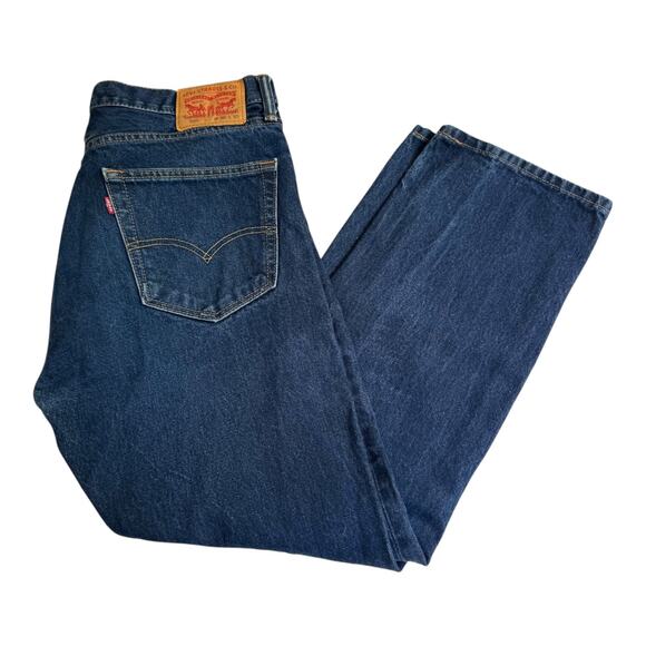VTG Levi's 505 JEANS Denim Blue Men 36x30 Regular Straight Leg Stretch Dark Wash - Picture 9 of 9
